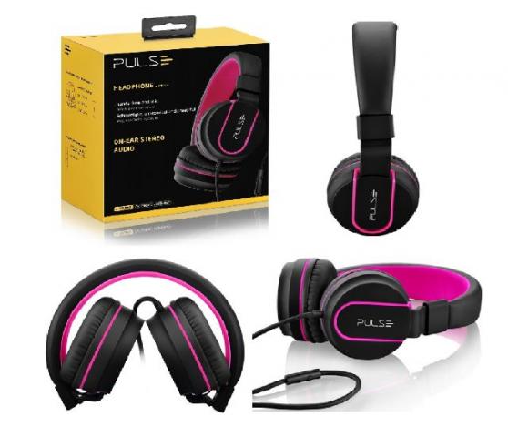HEADPHONE PULSE ON EAR STEREO PRETO/ROSA (PH160)