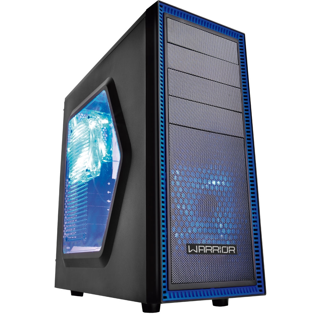 GABINETE GAMER WARRIOR LATERAL ACRILICO COM 03 COOLERS LED AZUL (GA134)
