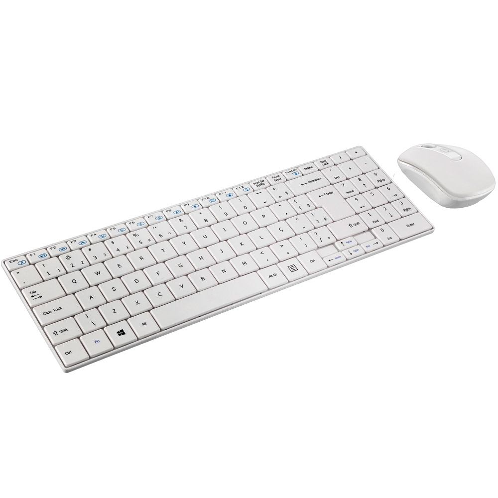 TECLADO+MOUSE WIRELESS MULTIMIDIA SLIM BRANCO (TC203)
