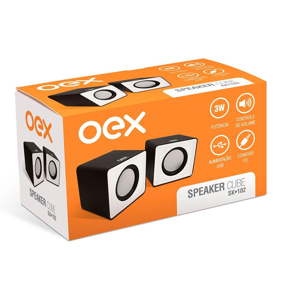 CX SOM PORTATIL BLUETOOTH CUBE PRETO/BRANCO SK102