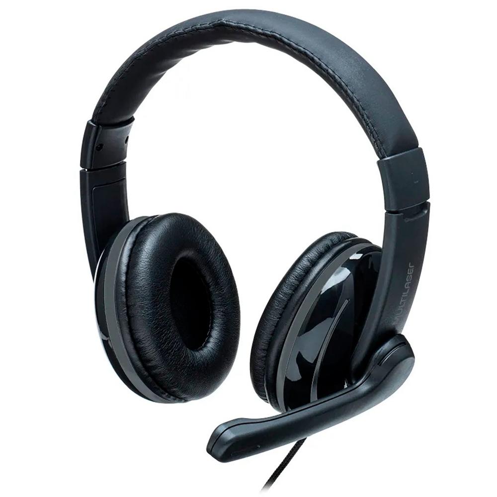 HEADSET MULTILASER PRO, P2, PRETO/CINZA, COM ADAPTADOR P3 (PH316)