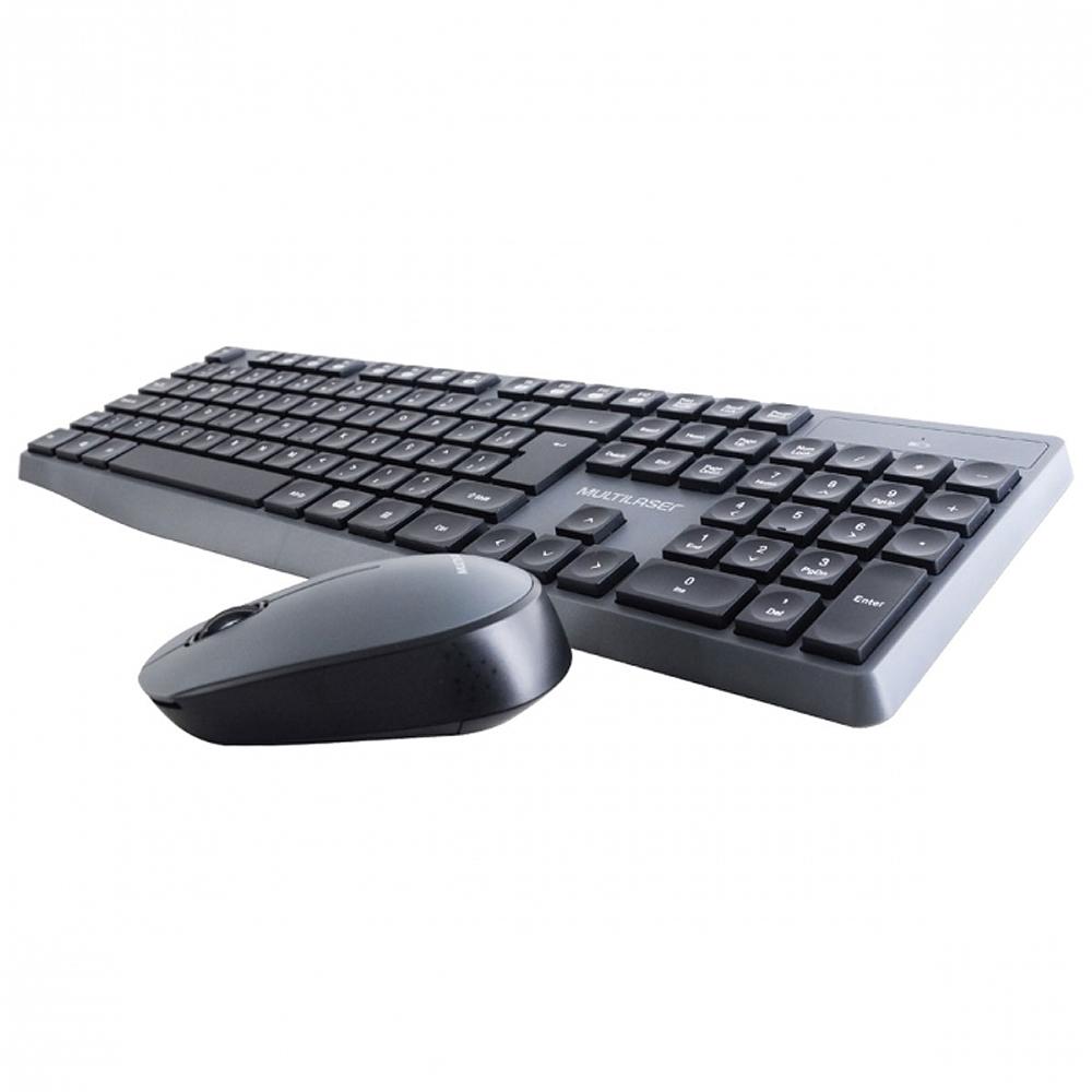 TECLADO+MOUSE WIRELESS PRETO COM CINZA (TC245)