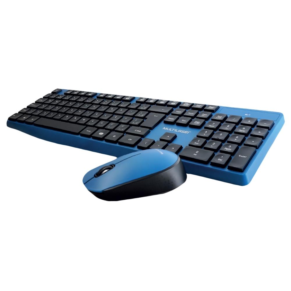 TECLADO+MOUSE WIRELESS PRETO COM AZUL (TC246)