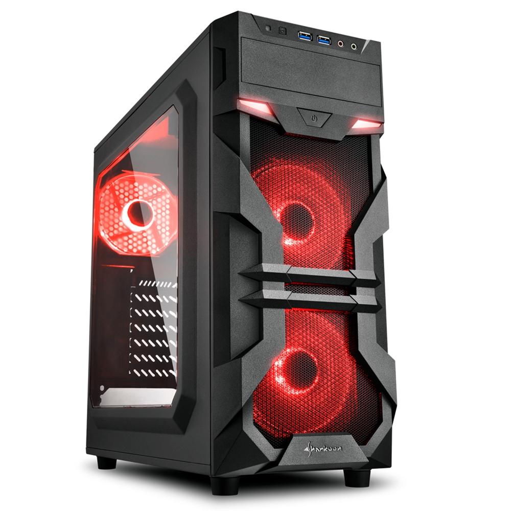 GABINETE GAMER SHARKOON LED VERMELHO LATERAL ACRILICO VG7-W