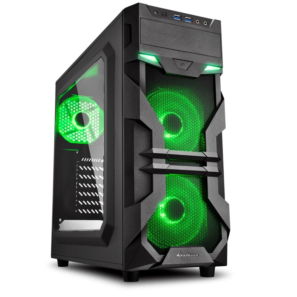GABINETE GAMER SHARKOON LED VERDE LATERAL ACRILICO VG7-W