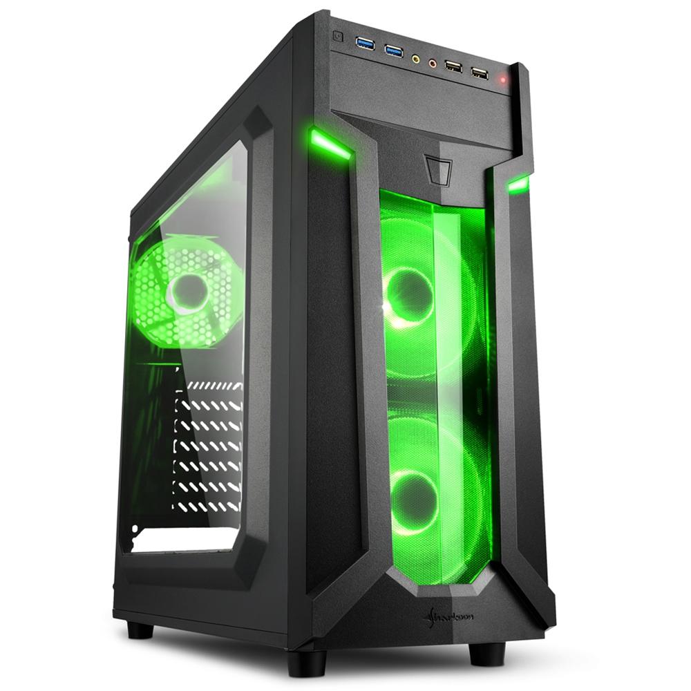 GABINETE GAMER SHARKOON VERDE LATERAL EM ACRILICO VG6-W