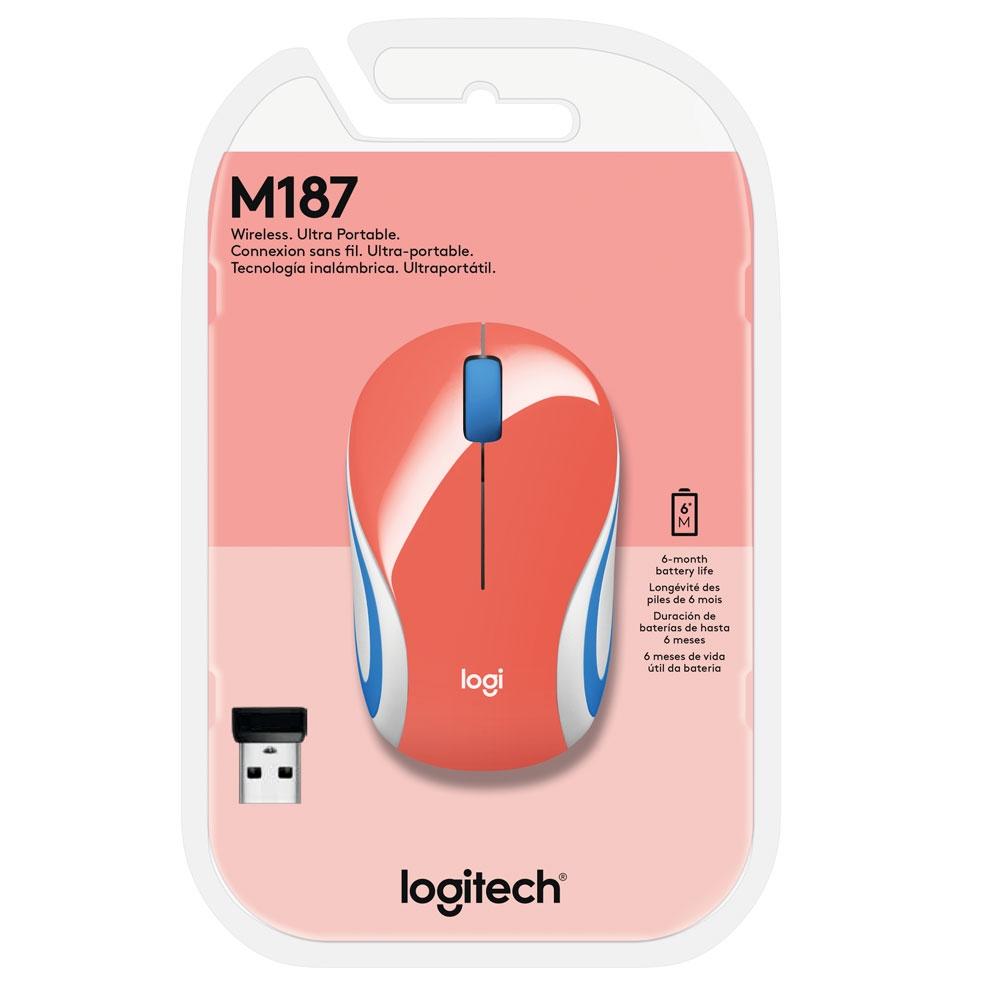 MOUSE WIRELESS LOGITECH M187 CORAL