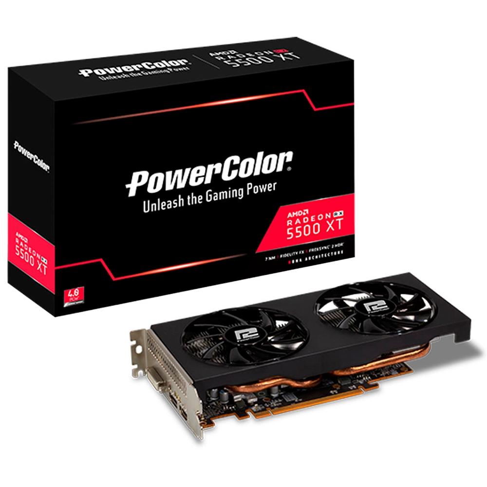 PLACA DE VIDEO 8 GB RX 5500 XT AMD RADEON POWERCOLOR GDDR6 (8GBD6-DH/OC 1A1-G00325500G)