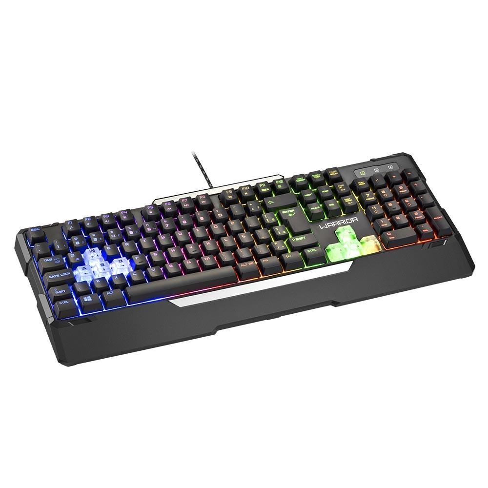 TECLADO GAMER WARRIOR WAKIZA SEMI MECÂNICO LED RAINBOW (TC208)
