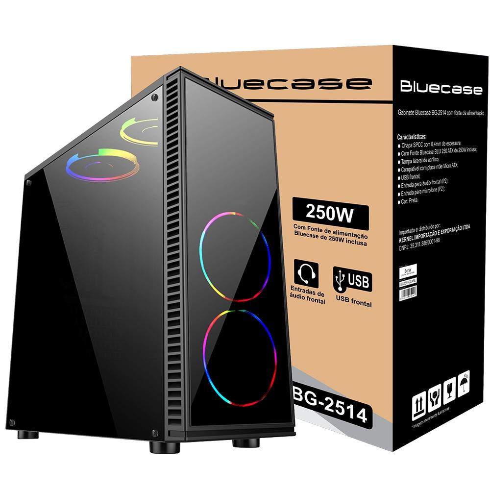 GABINETE GAMER C/ FONTE 250W BLUECASE BG-2514 - BG2514GCASE