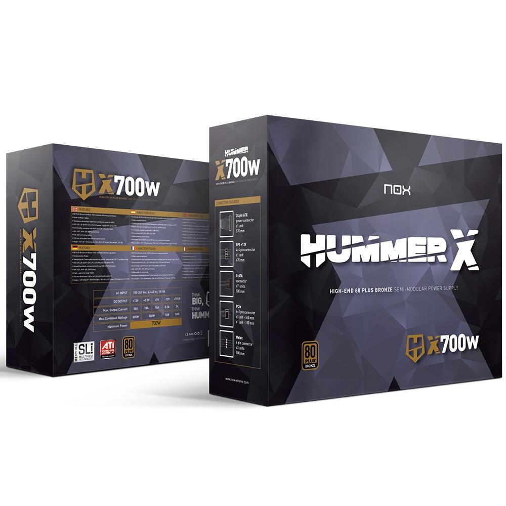FONTE ATX  700W NOX 80 PLUS BRONZE SEMI-MODULAR HUMMER X - NXHUMMERX700WBZ