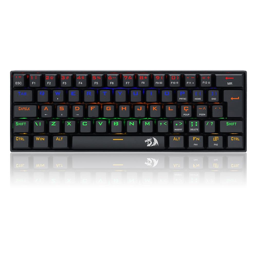 TECLADO GAMER MECANICO LAKSHMI RAINBOW PRETO SWITCH AZUL ABNT2