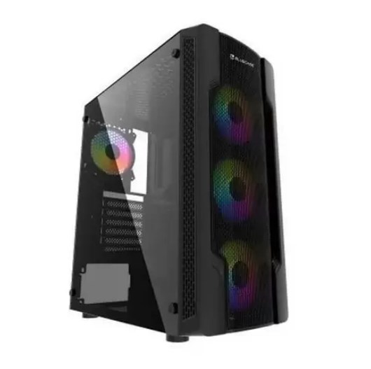 GABINETE GAMER BG-031 AIRWAVE PRETO BLUECASE  S/ FONTE / VIDRO / 4 FAN RGB / USB 3.0 / MICRO-ATX / MINI-ITX / ATX