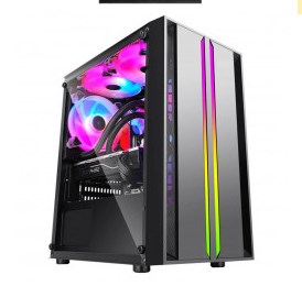 GABINETE GAMER BG-043 HELLIX PRETO BLUECASE  S/ FONTE / LED RGB / ACRILICO / USB 3.0 / MICRO-ATX / MINI-ITX