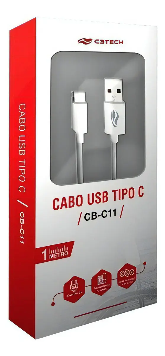 CABO TIPO C USB 2.0 AM 2M BRANCO CB-C21WH C3 PLUS